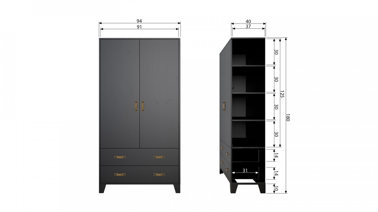 Armoire en bois noir - Dian - Woood