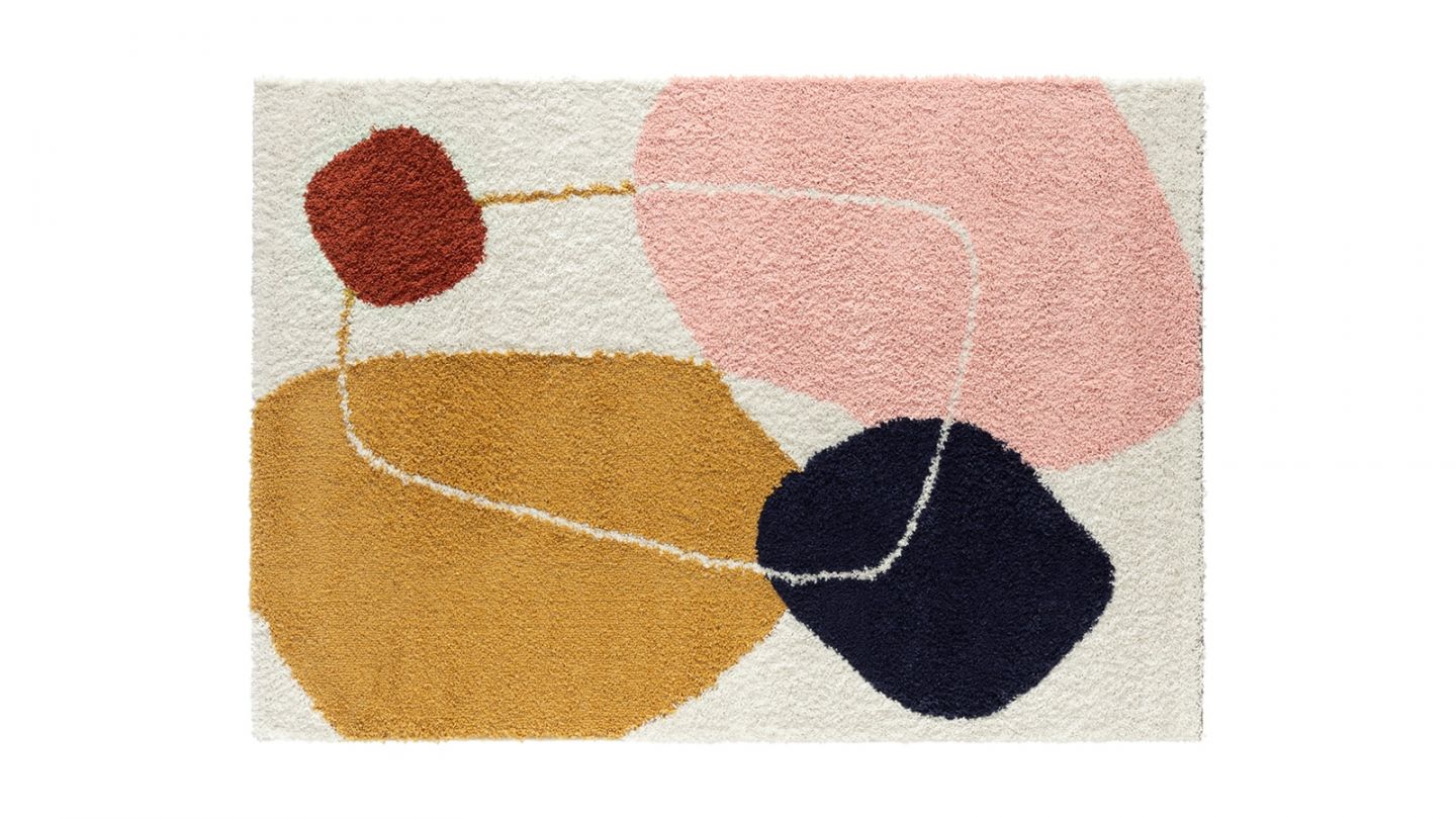 Tapis shaggy AQUARELLE 128 multi 120x160cm - Hauteur fil 30 mm - Denstité 1800 gr/m2 - 100% polypropylène