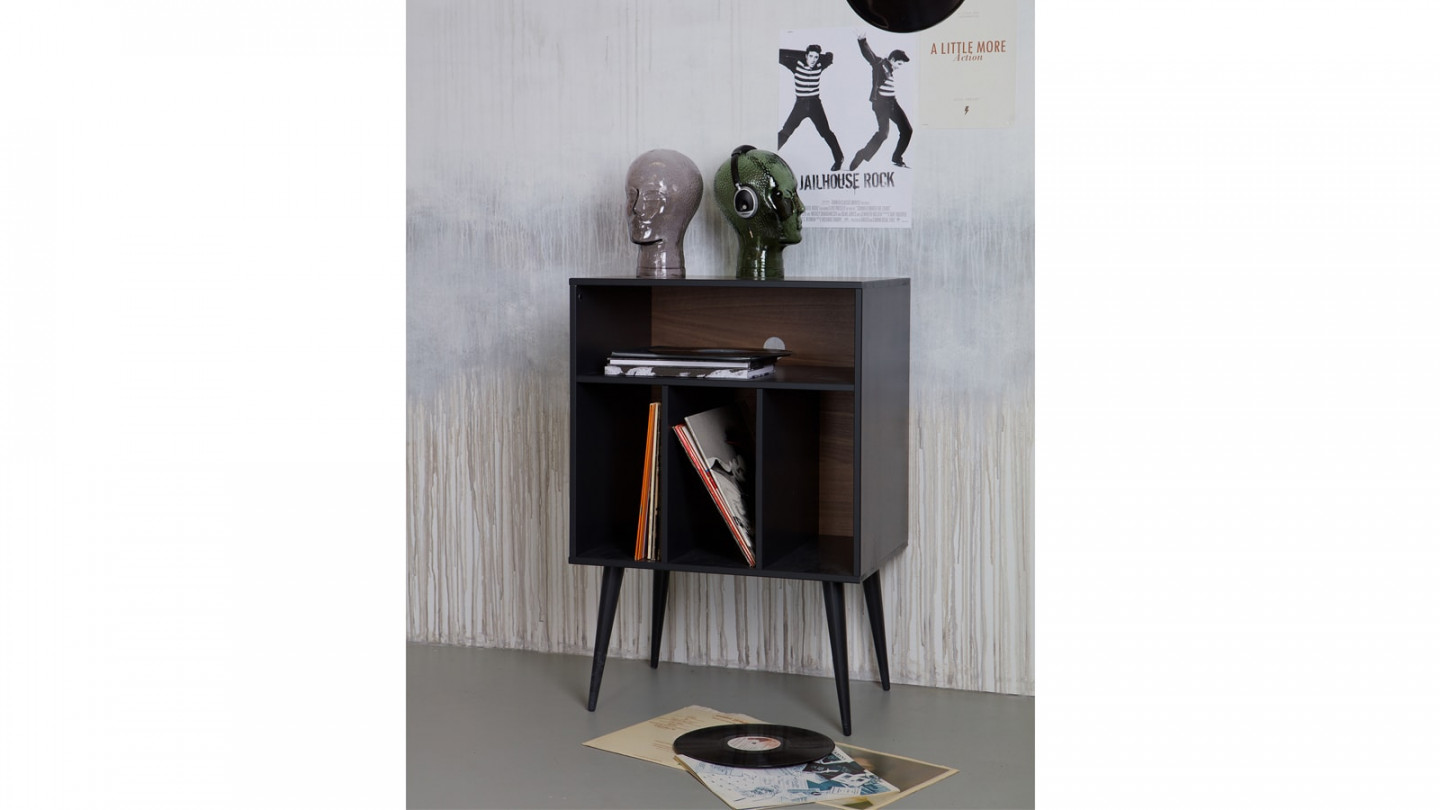 Meuble d'appoint 4 niches en bois noir - Collection James - Woood