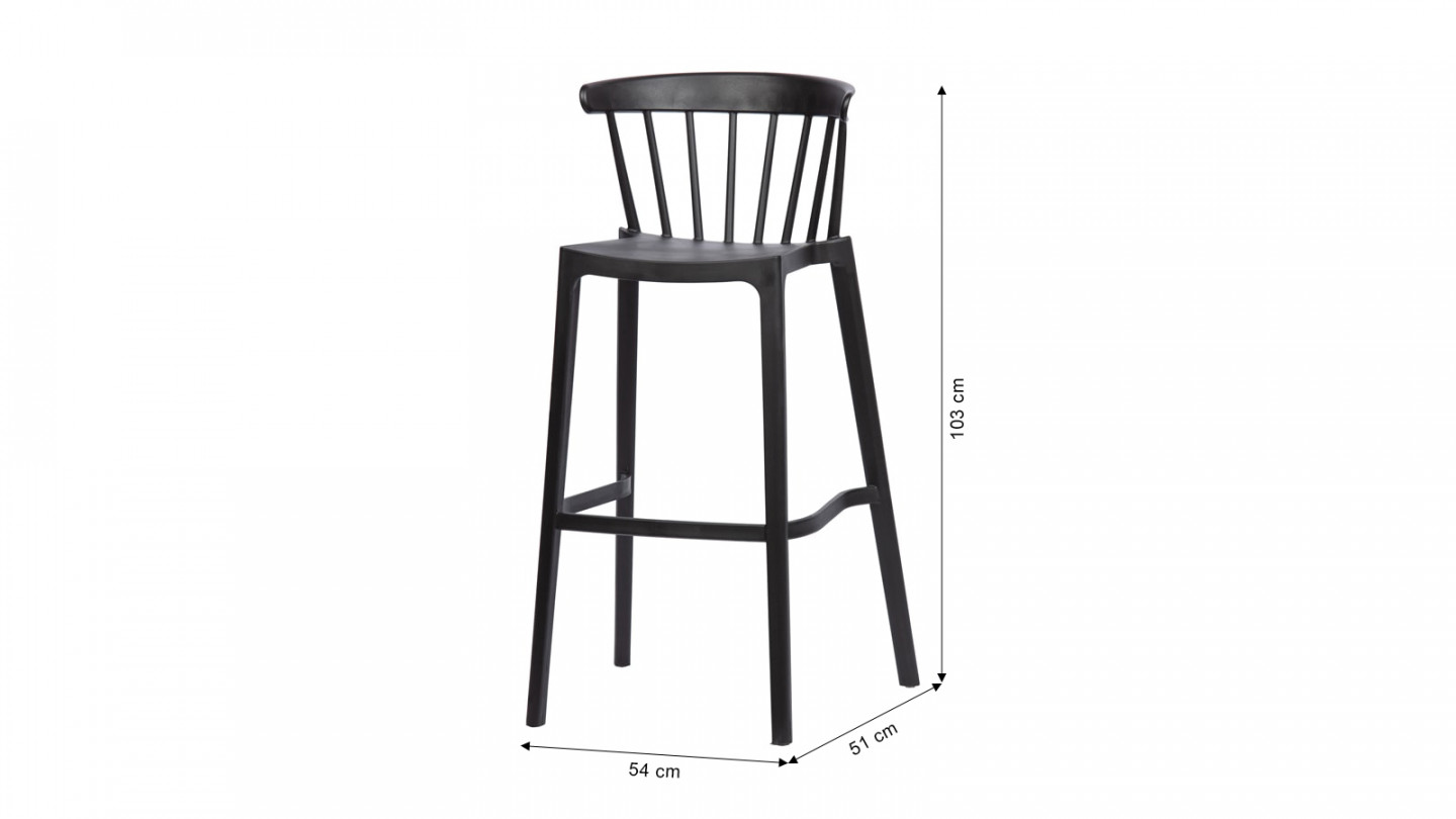 Lot de 2 tabourets de bar en plastique noir - Collection Bliss - Woood