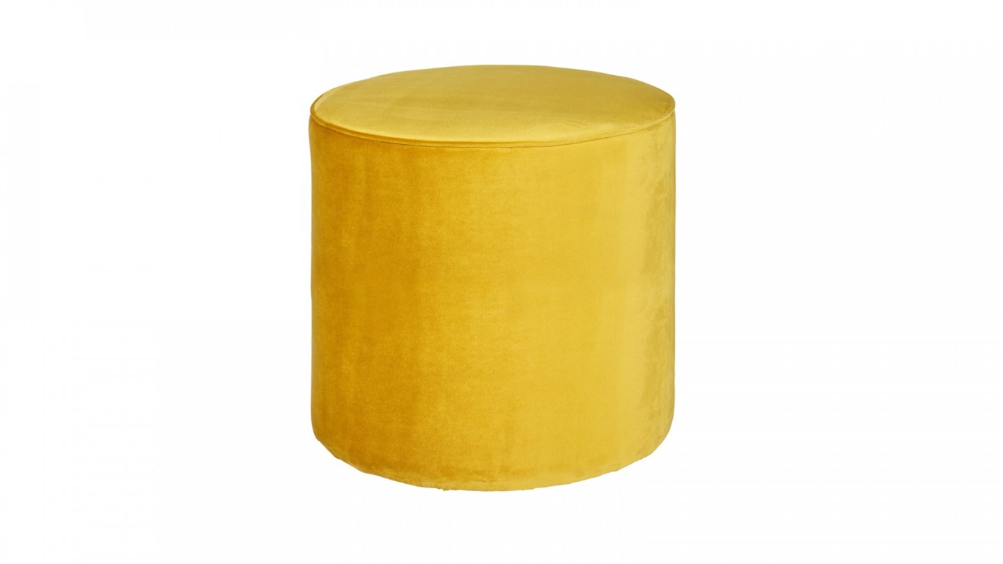 Pouf haut rond en Velours ocre – Collection Sara – Woood