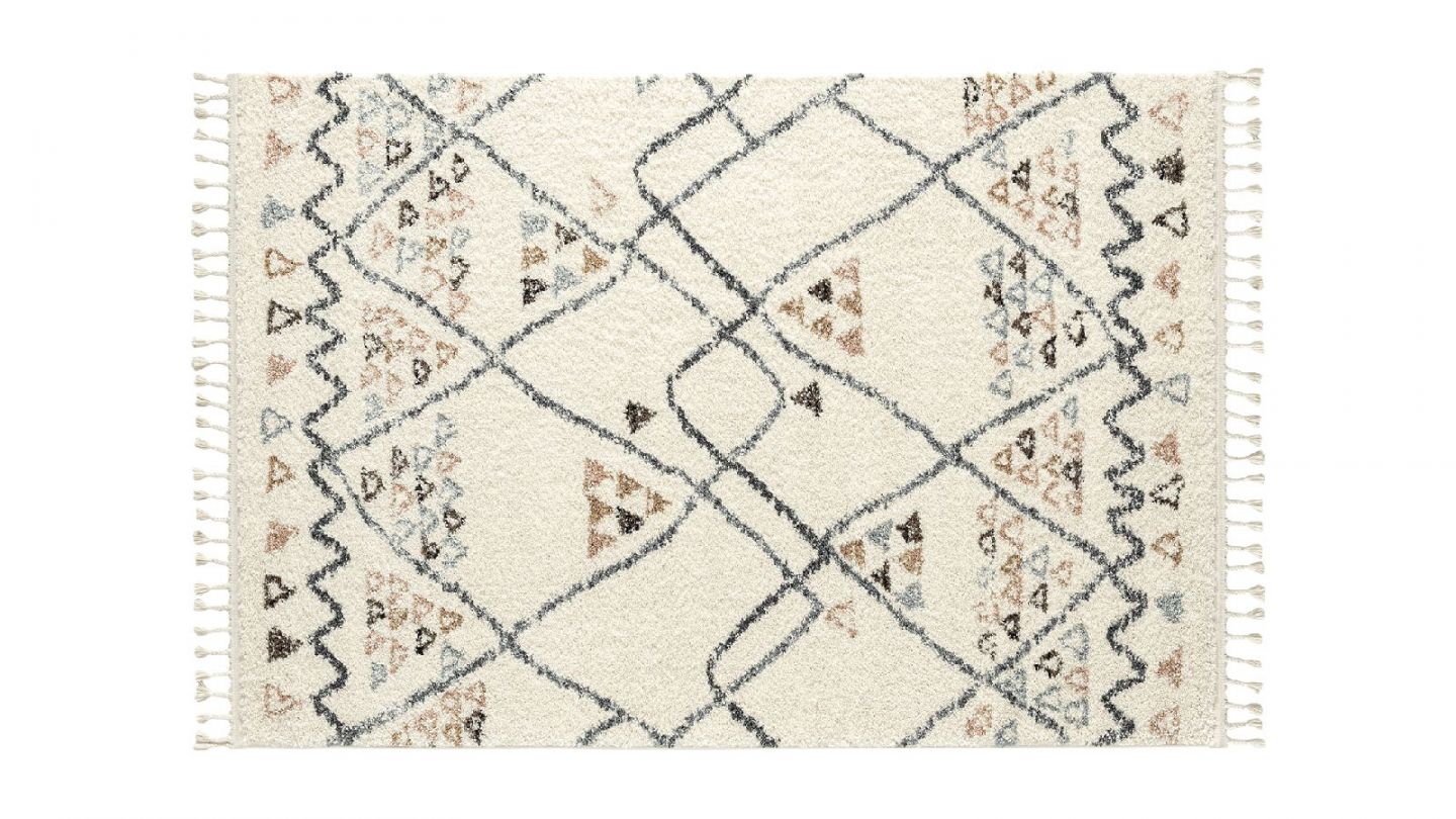 Tapis moderne inspiration berbère crème 160x230 cm