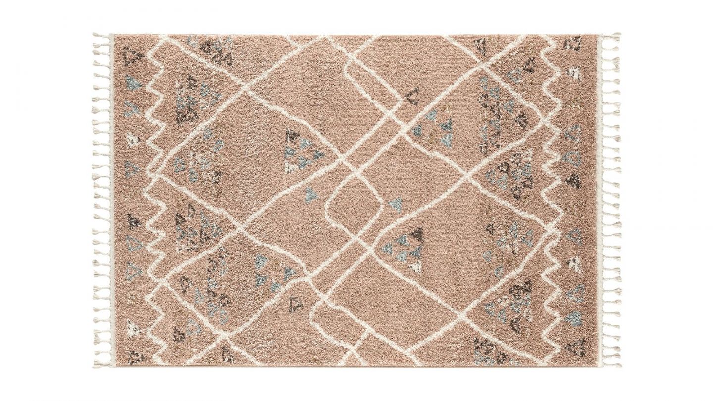 Tapis berbère rose motif géométrique 80 x 150 cm - Fluffy