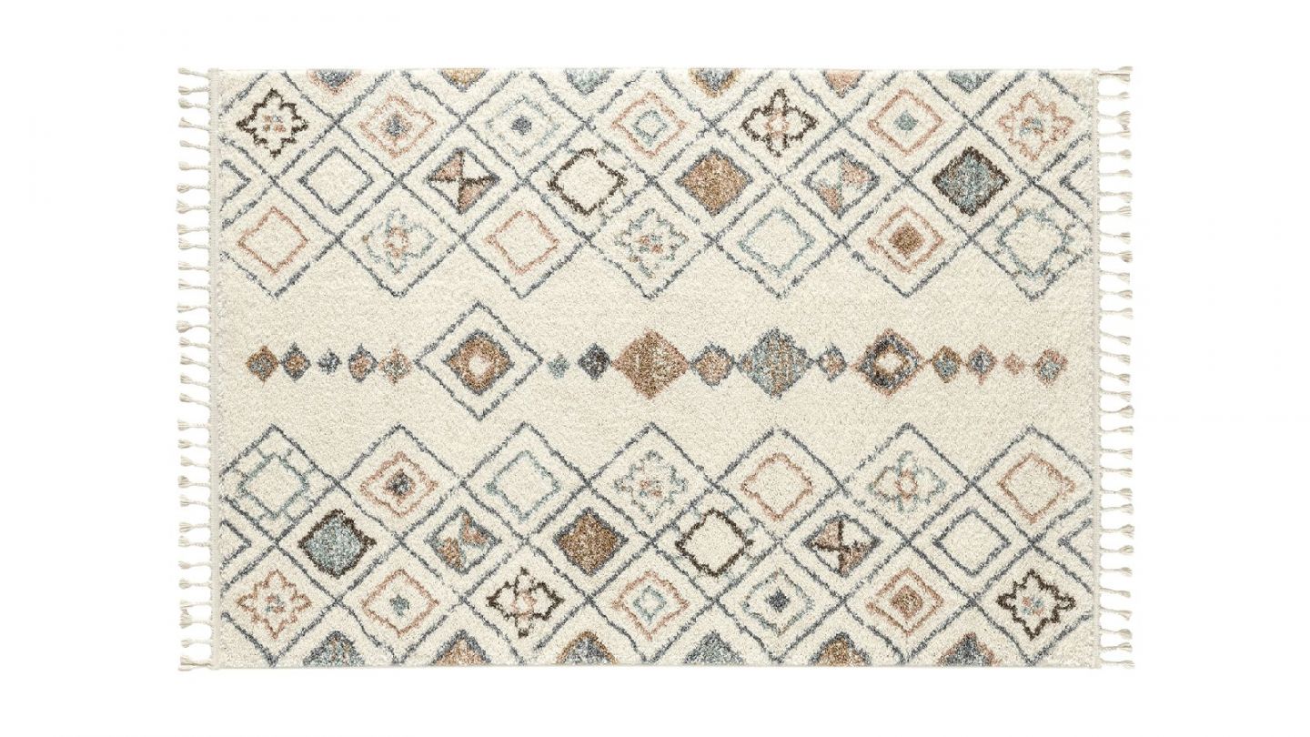 Tapis berbère creme motifs losange 120 x 170 cm - Stella