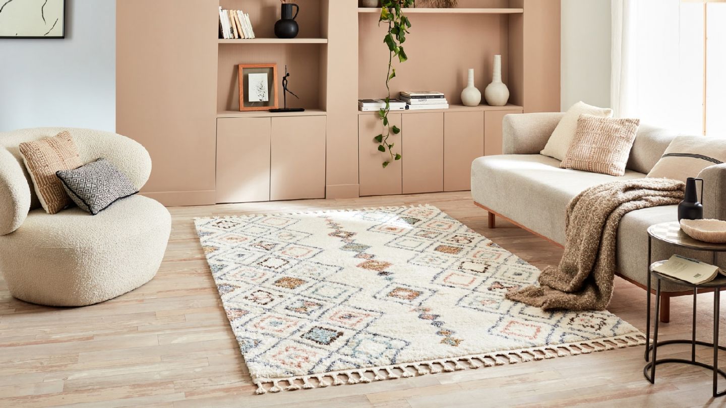 Tapis berbère creme motifs losange 120 x 170 cm - Stella