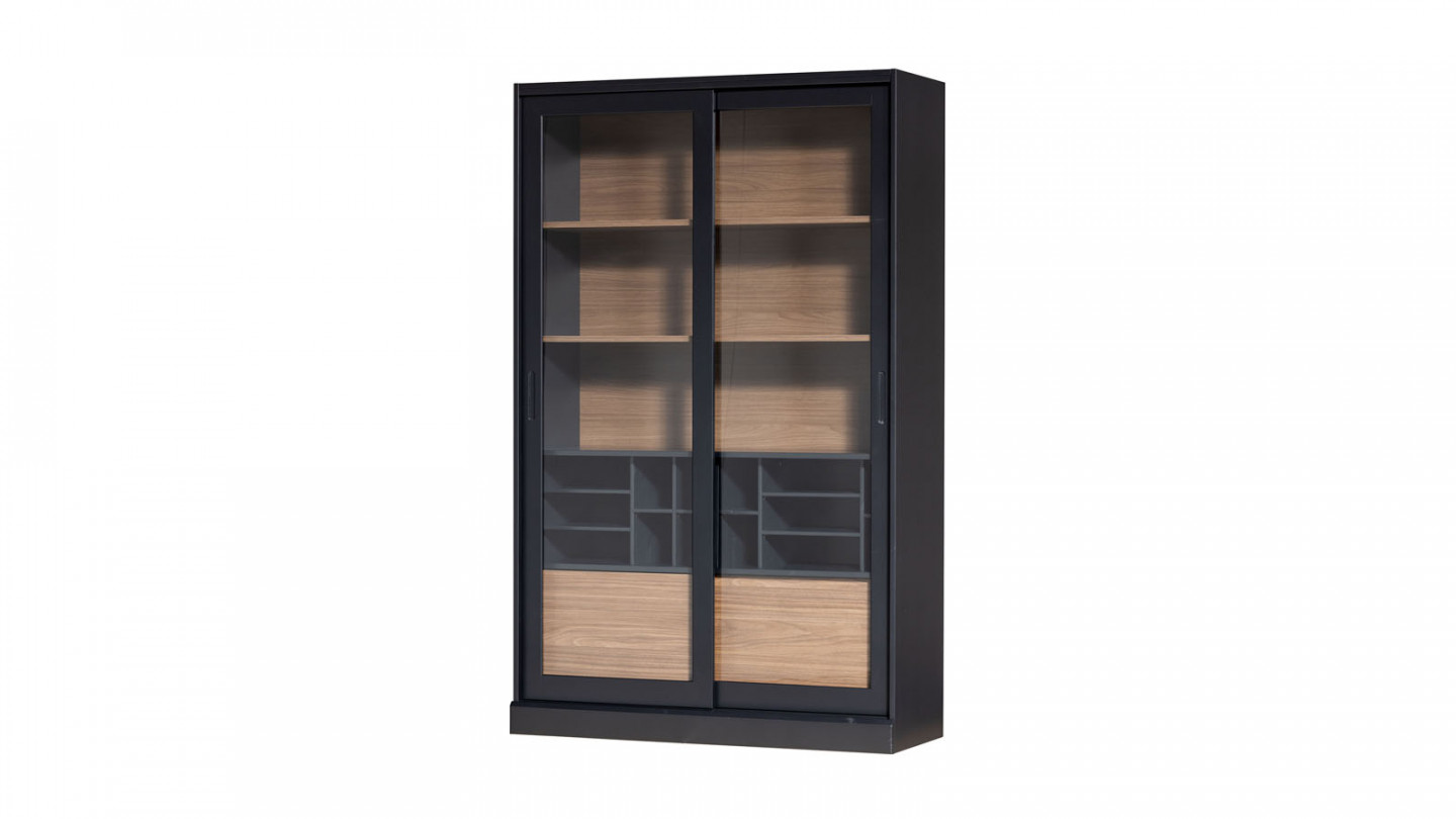 Vitrine 2 portes en bois noir - Collection James - Woood