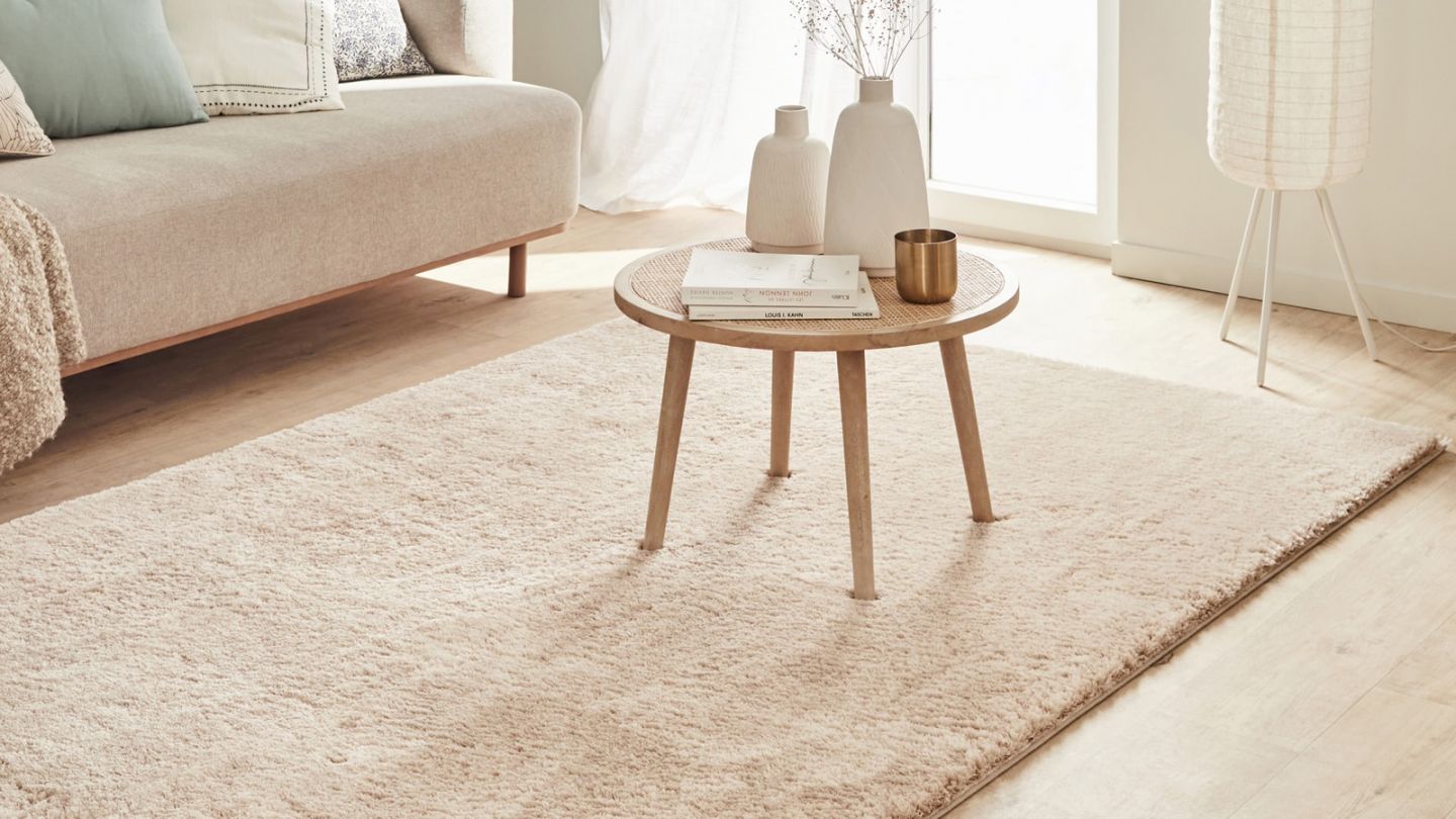 Tapis à poils longs uni beige 67x180 cm - Oslo