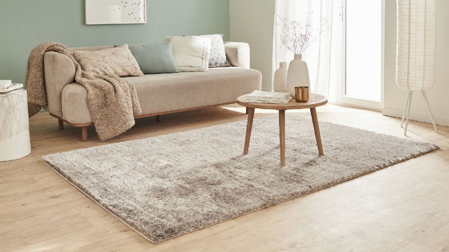 Tapis à poils longs uni taupe 67x180 cm - Oslo