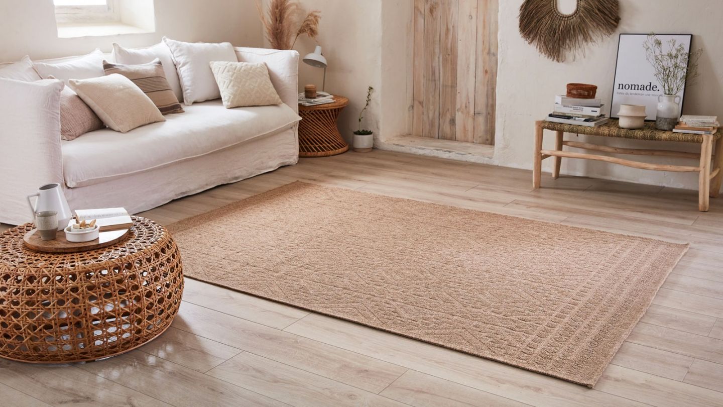 Tapis effet jute beige 200x290 cm - Lassen