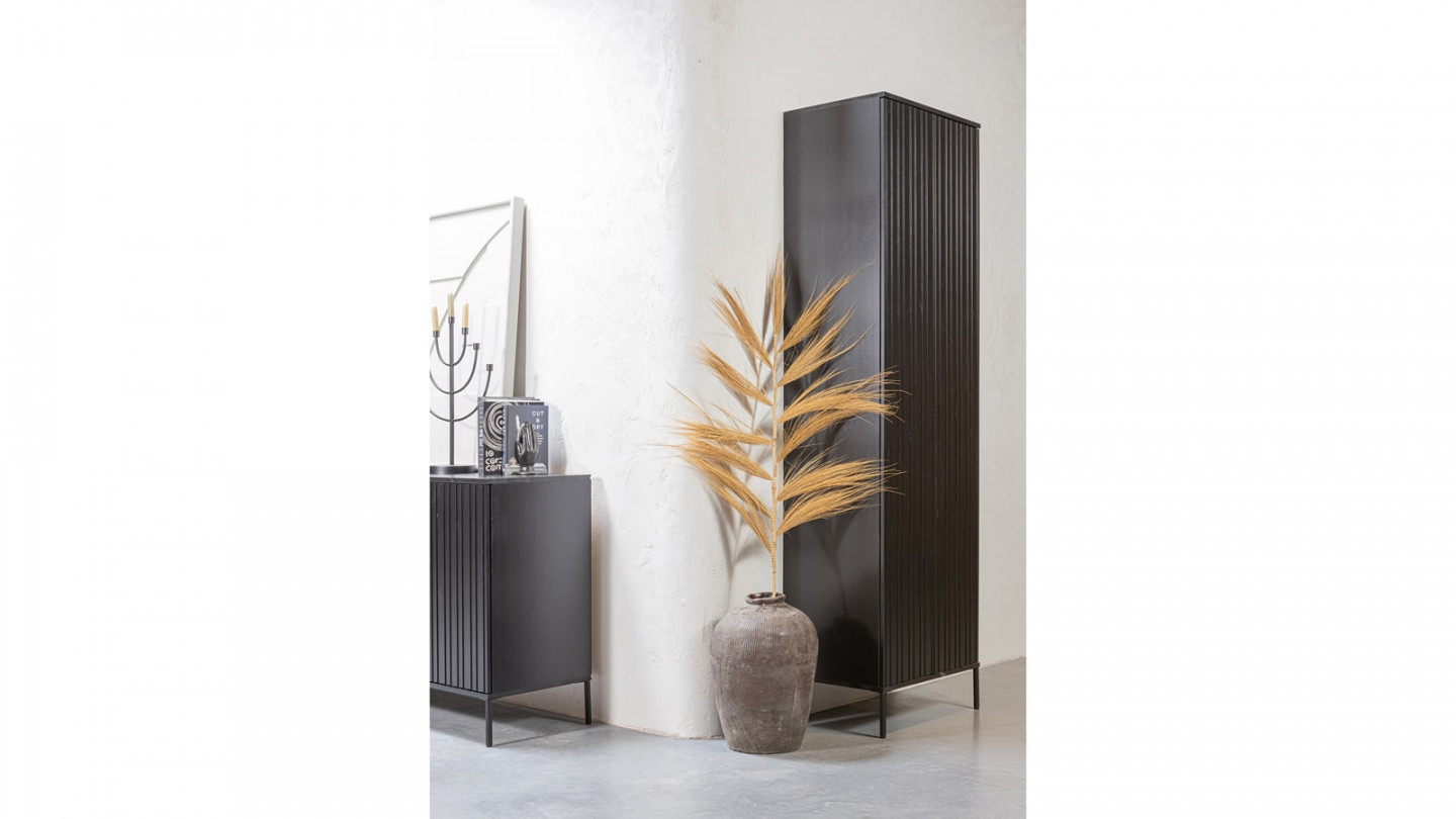 Armoire 2 portes en pin noir - Gravure - Woood