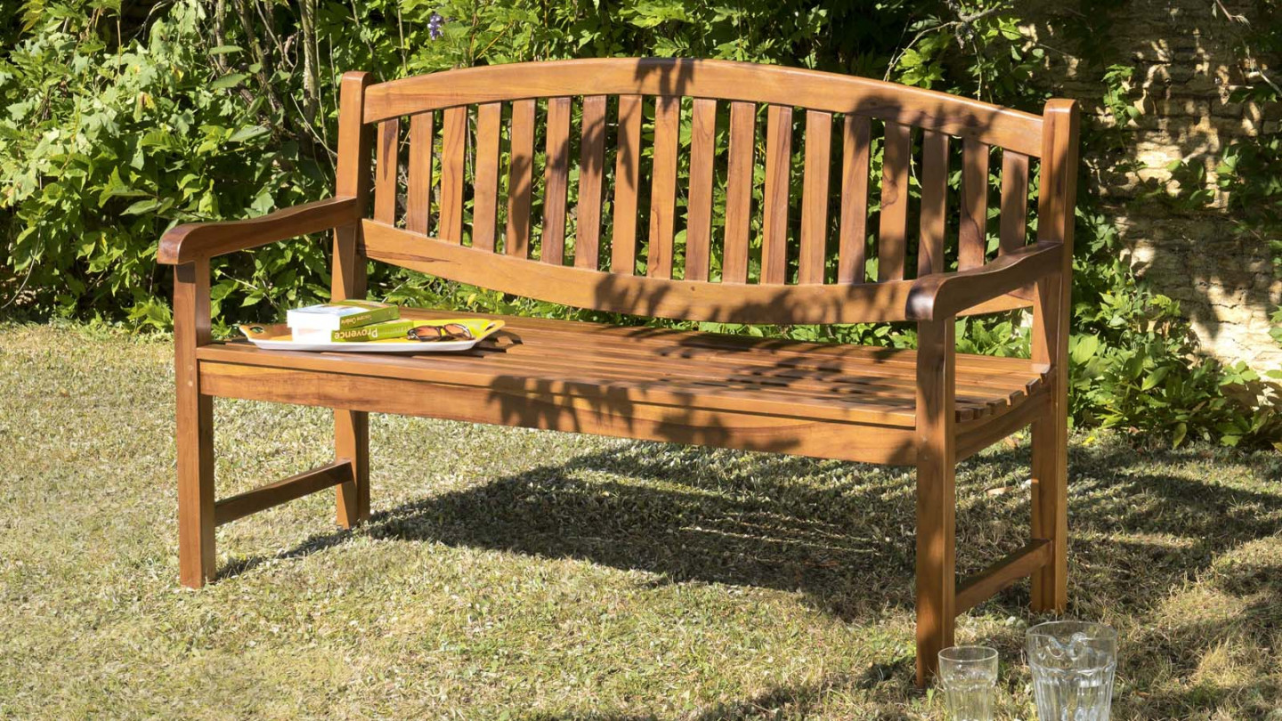 Banc de jardin ovale en teck huilé - Maeva