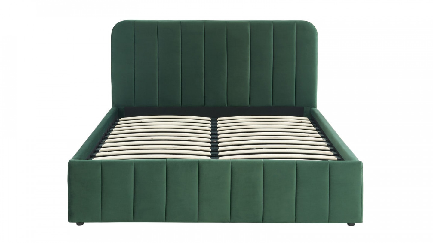 Lit coffre adulte AVA 140x190 - Velours vert