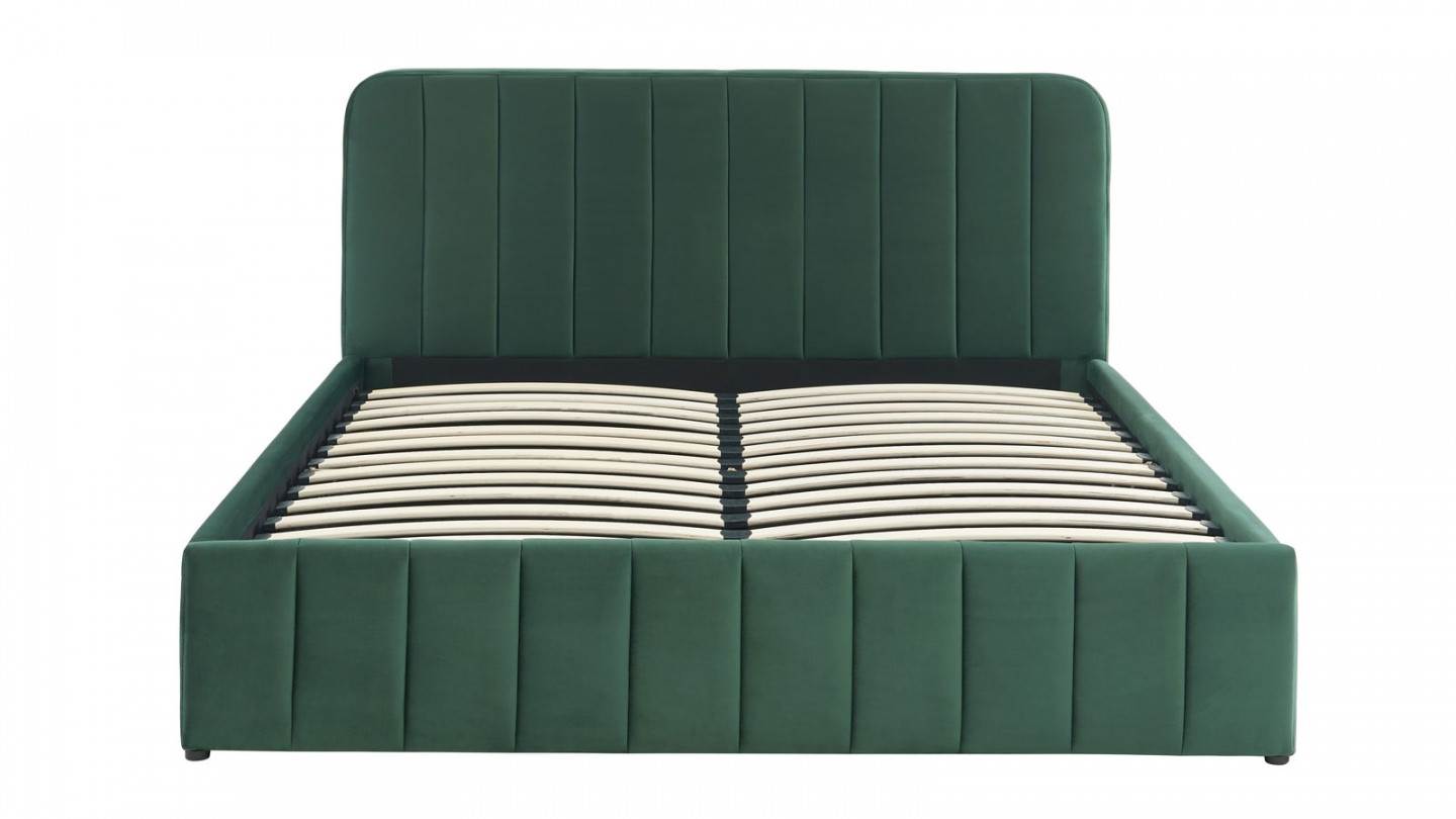 Lit coffre adulte AVA 160x200 - Velours vert