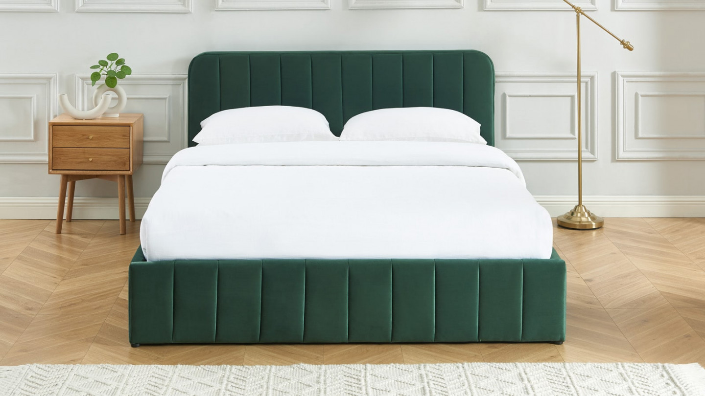 Lit coffre adulte AVA 160x200 - Velours vert