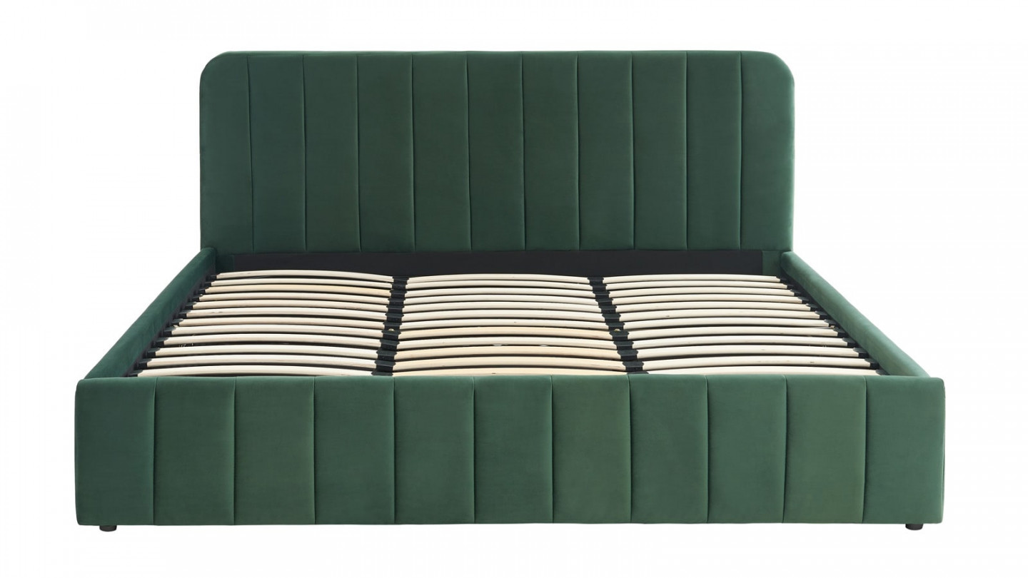 Lit coffre adulte AVA 180x200 - Velours vert