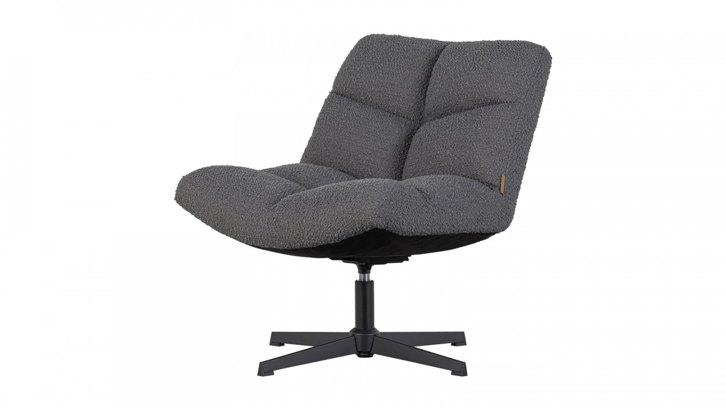 Fauteuil pivotant en tissu bouclé gris anthracite