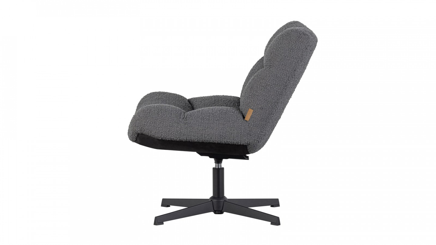 Fauteuil pivotant en tissu bouclé gris anthracite