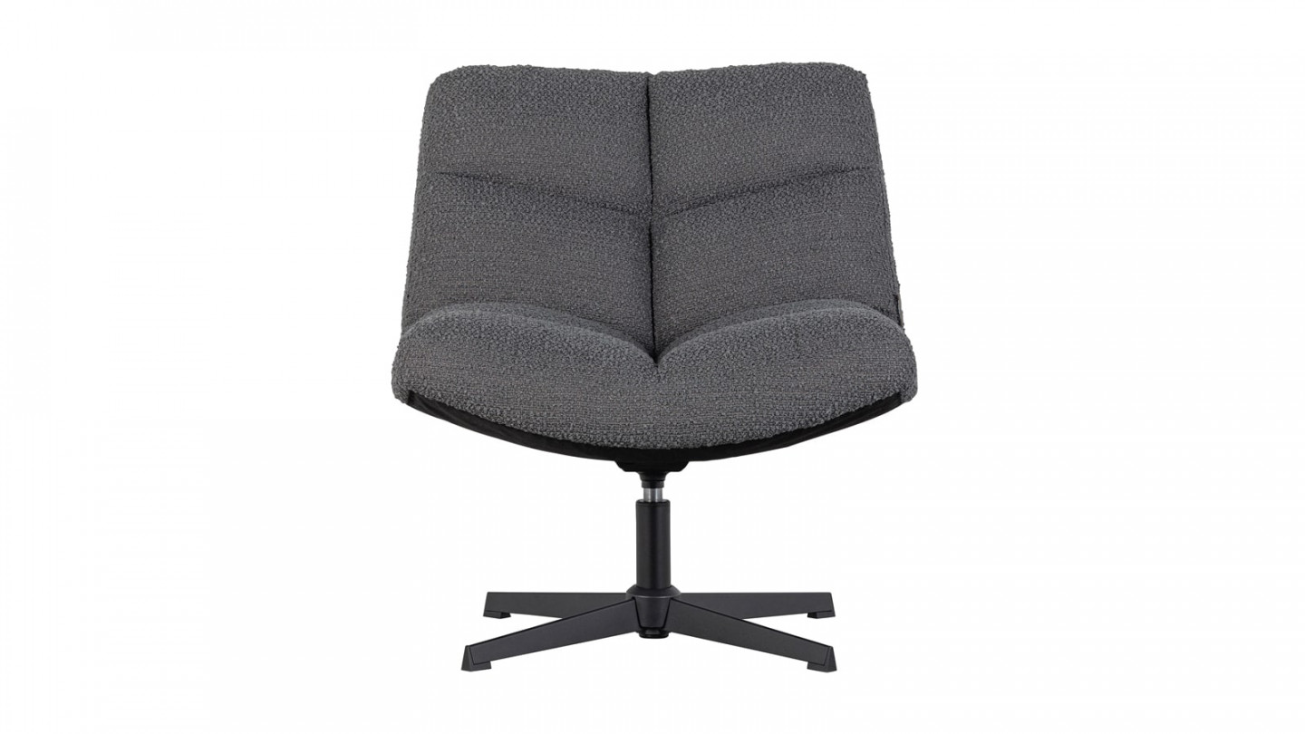 Fauteuil pivotant en tissu bouclé gris anthracite