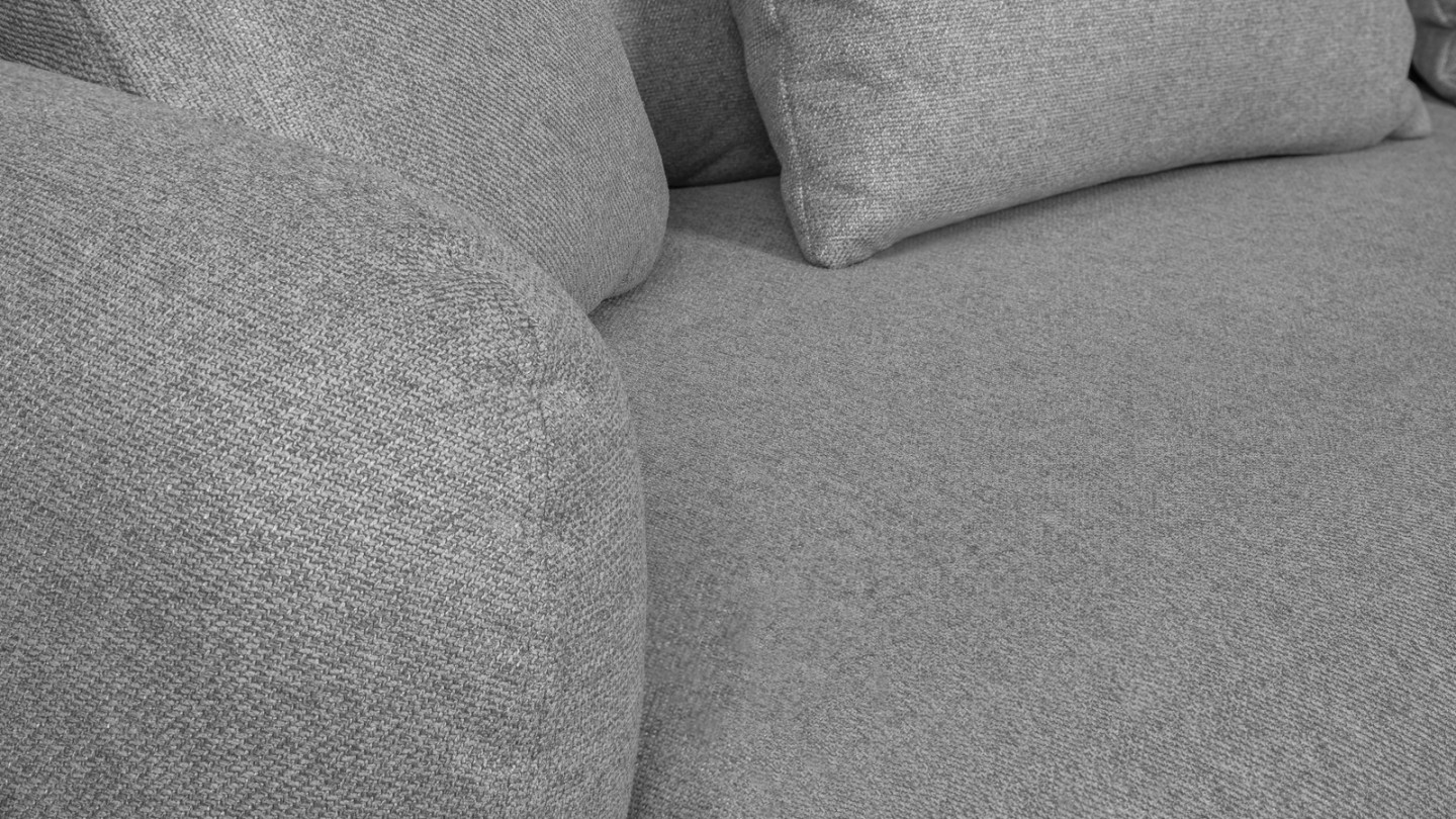 Canapé d'angle droit 5 places convertible avec coffre de rangement en tissu gris chiné - Giulia