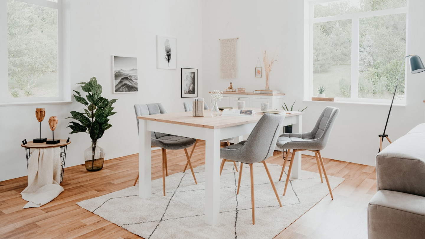 Table à manger extensible blanc/bois - Odense