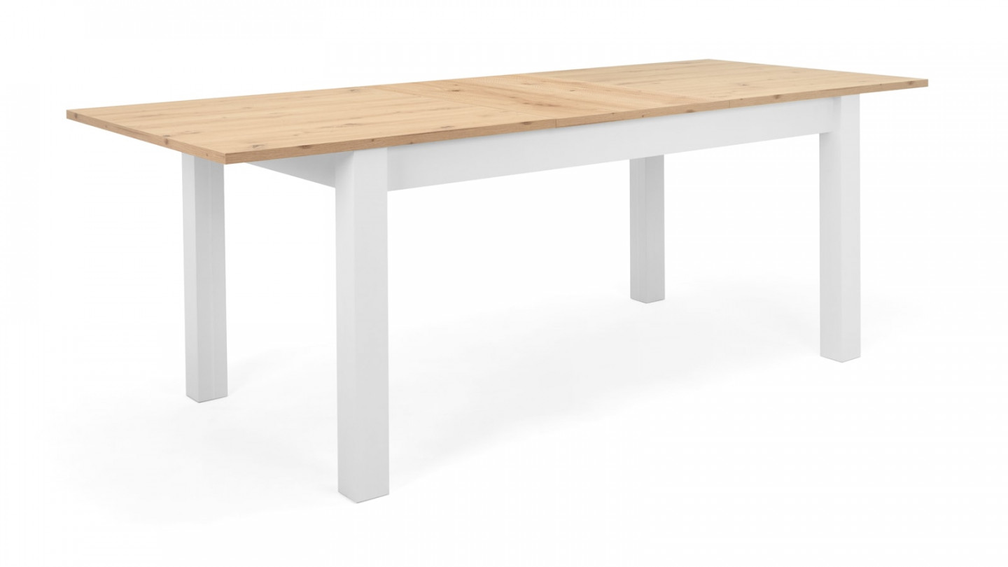 Table à manger extensible blanc/bois - Odense