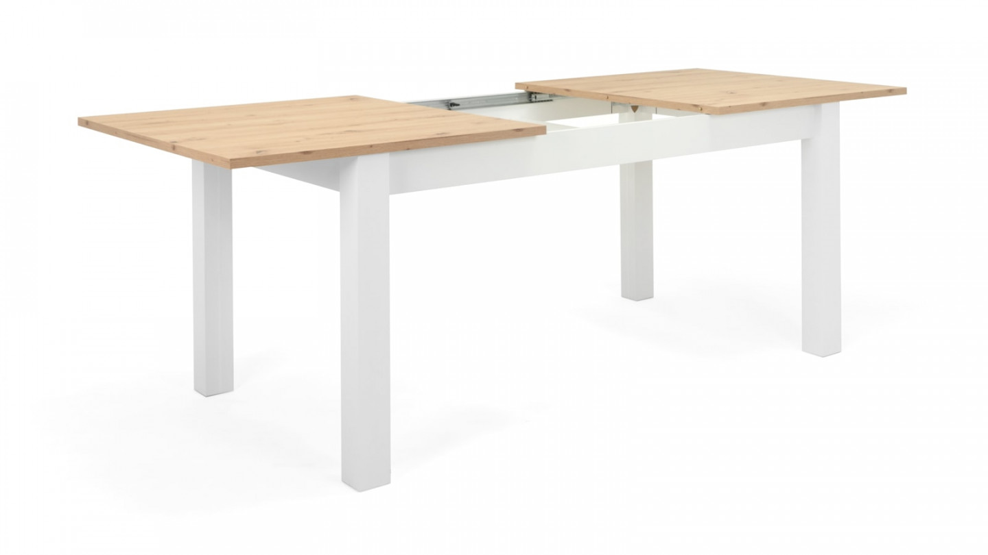 Table à manger extensible blanc/bois - Odense