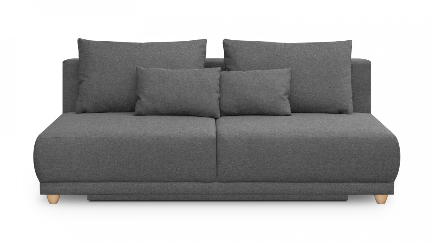 Canapé convertible 3 places avec coffre de rangement en tissu gris - Elia