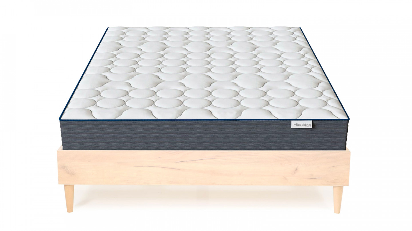 Ensemble lit Paco effet chêne 160x200 + Matelas à mémoire de forme Mémo HR 22cm