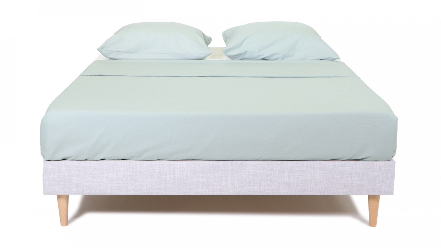 Ensemble Lit Dina en tissu gris clair 160x200 cm +Matelas mousse Clean Confort 19 cm