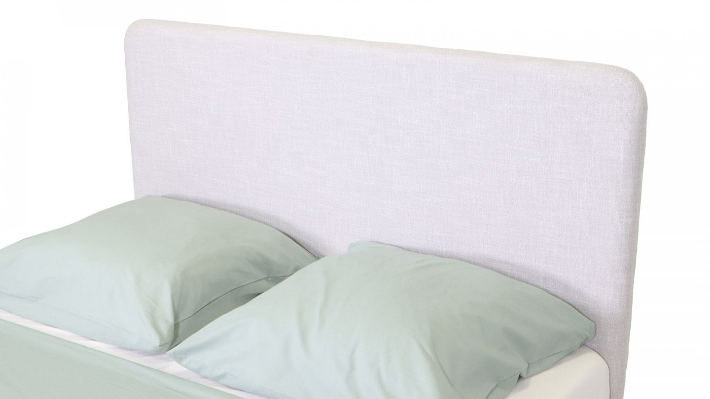 Lit Enzo 140x190 en tissu gris clair + Matelas à ressorts ensachés Hygiospring 19 cm