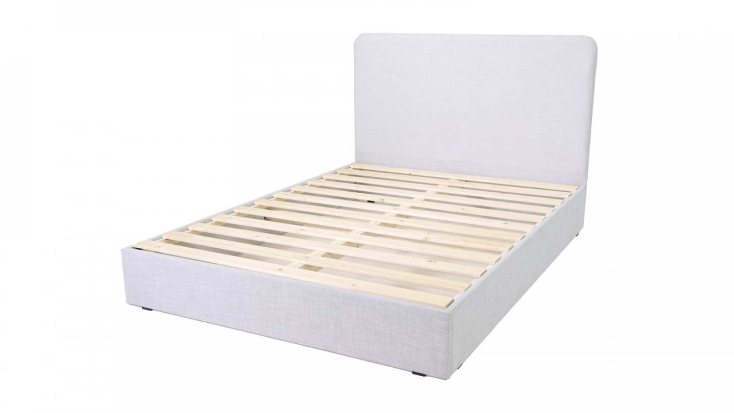 Lit Enzo 140x190 en tissu gris clair + Matelas à ressorts ensachés Hygiospring 19 cm