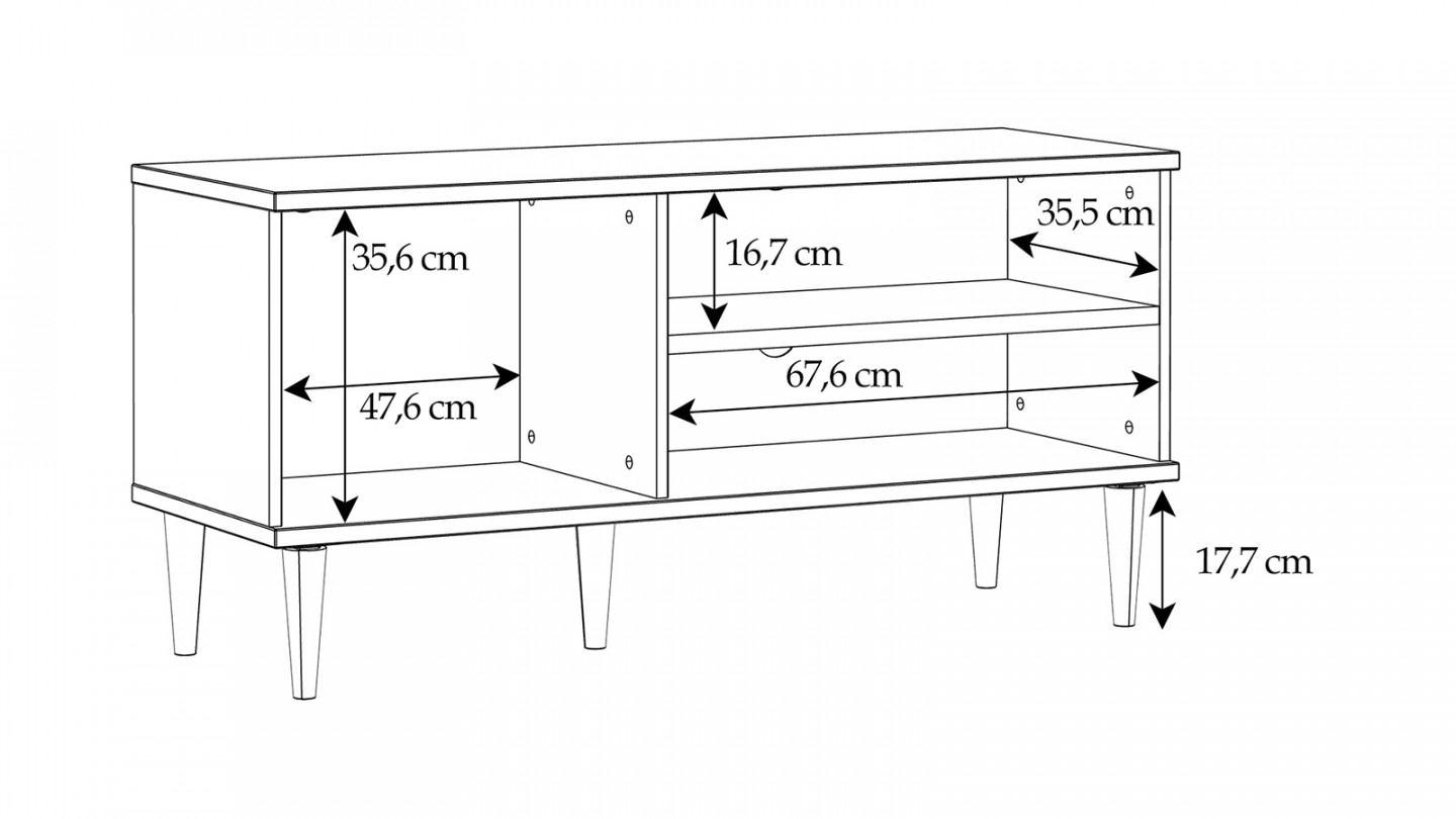 Meuble TV en cannage et effet chêne 119 cm - Luisa