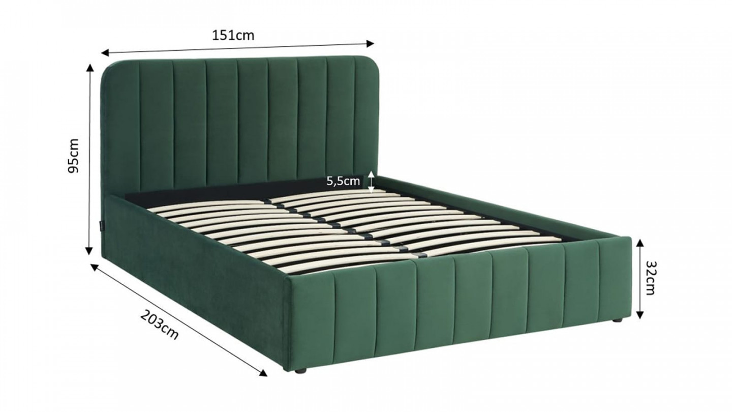 Lit coffre adulte AVA 140x190 - Velours vert