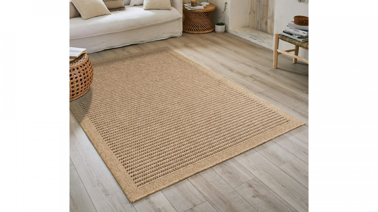 Tapis aspect Jute marron 200x290 - Calie