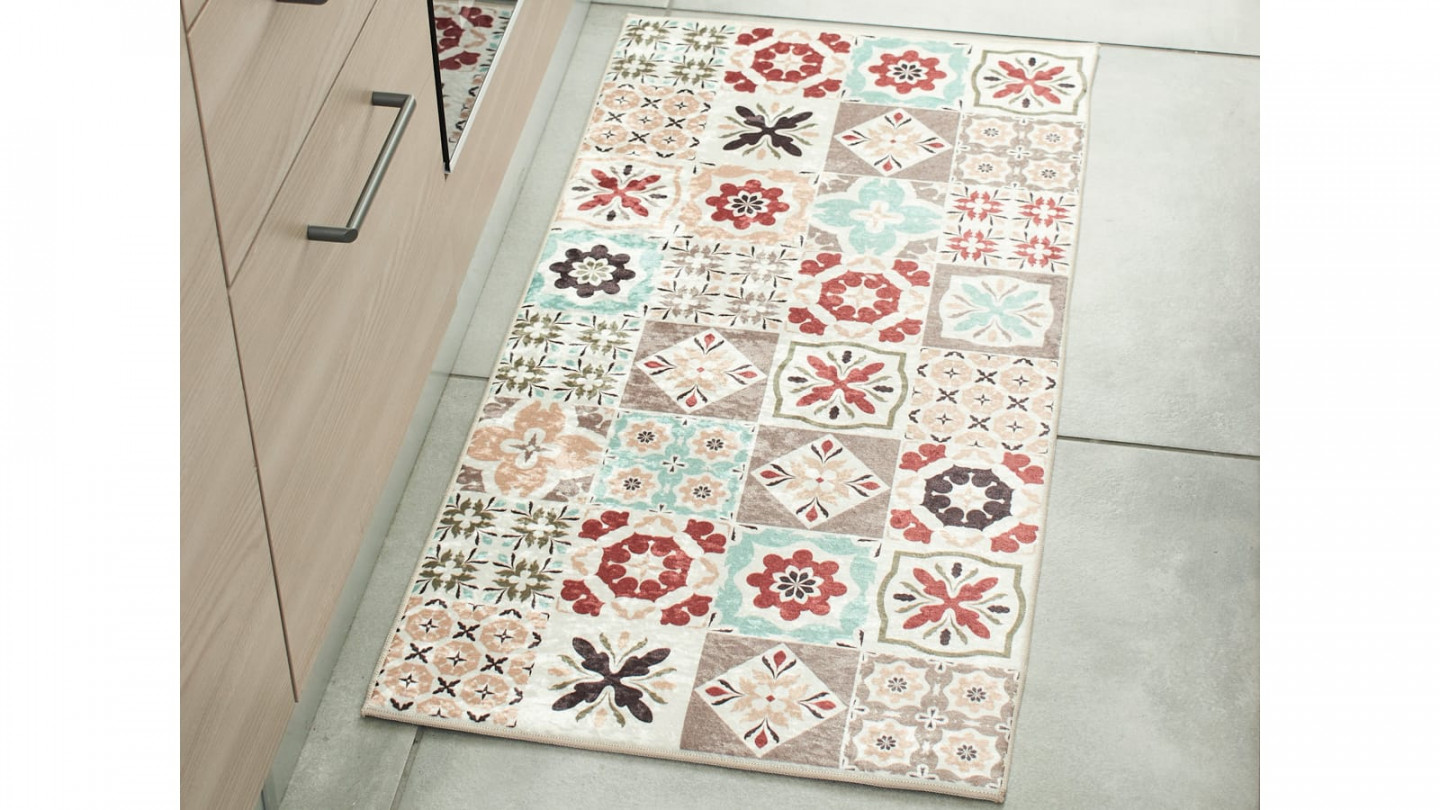 Tapis de cuisine carreaux de ciment multicolore Multi 50x100 - Celaya