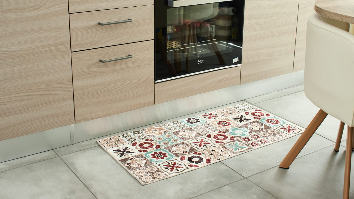 Tapis de cuisine carreaux de ciment multicolore Multi 50x100 - Celaya