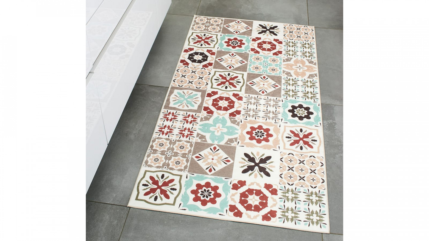 Tapis de cuisine carreaux de ciment multicolore Multi 80x150 - Celaya