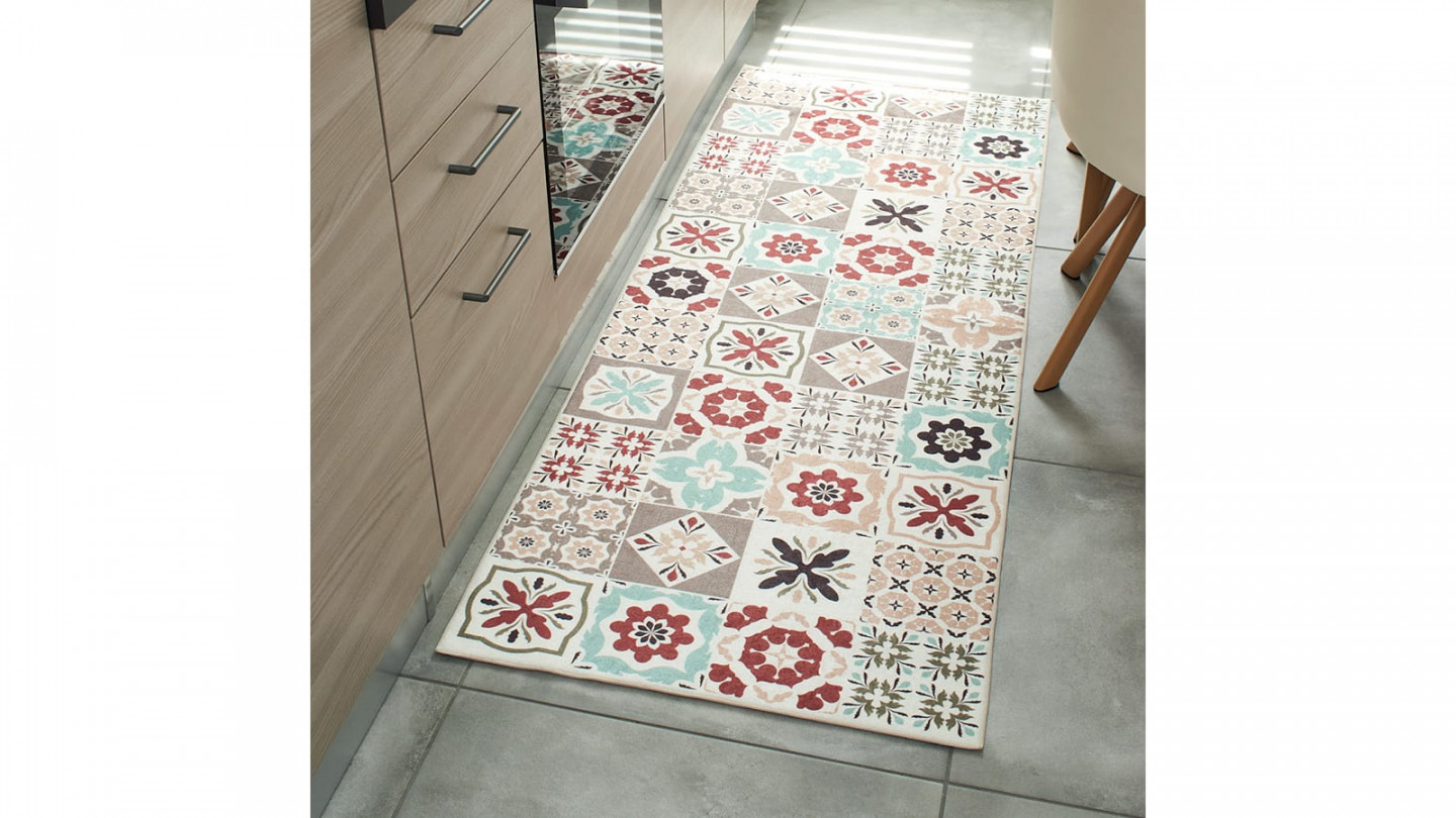 Tapis de cuisine carreaux de ciment multicolore Multi 70x180 - Celaya