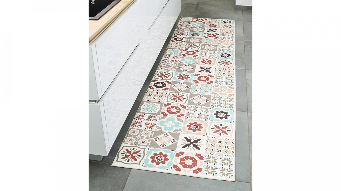 Tapis de cuisine carreaux de ciment multicolore Multi 80x300 - Celaya