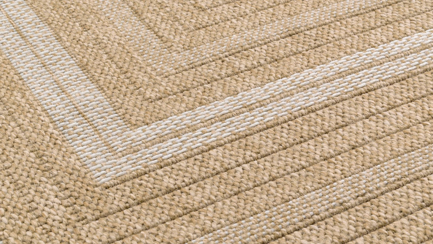 Tapis aspect Jute naturel avec motifs blanc 160x230 - Gaia