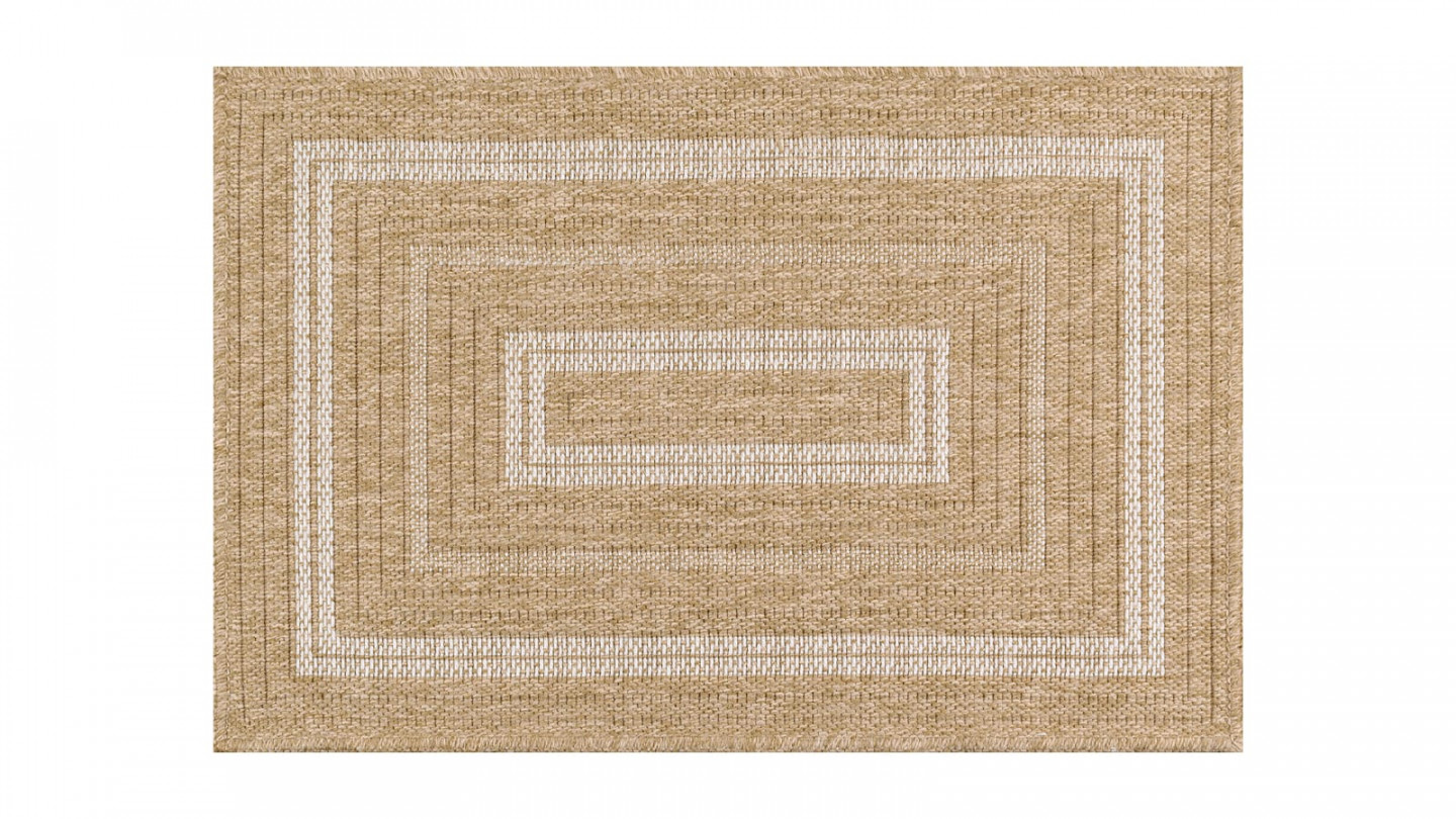 Tapis aspect Jute naturel avec motifs blanc 160x230 - Gaia