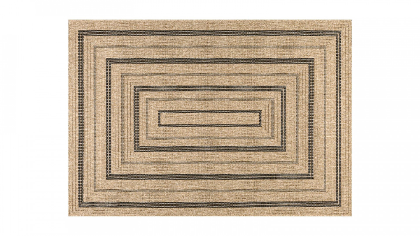 Tapis aspect Jute naturel avec motifs noir 200x290 - Gaia