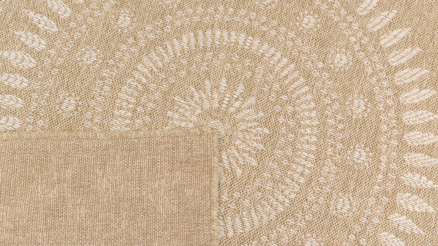 Tapis aspect Jute naturel avec motif blanc 160x230 - Isaura