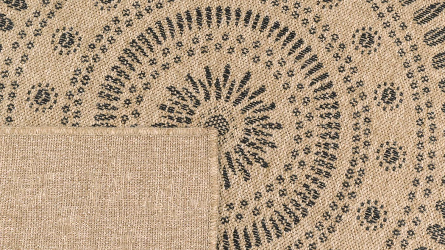 Tapis aspect Jute naturel avec motifs noir 200x290 - Isaura