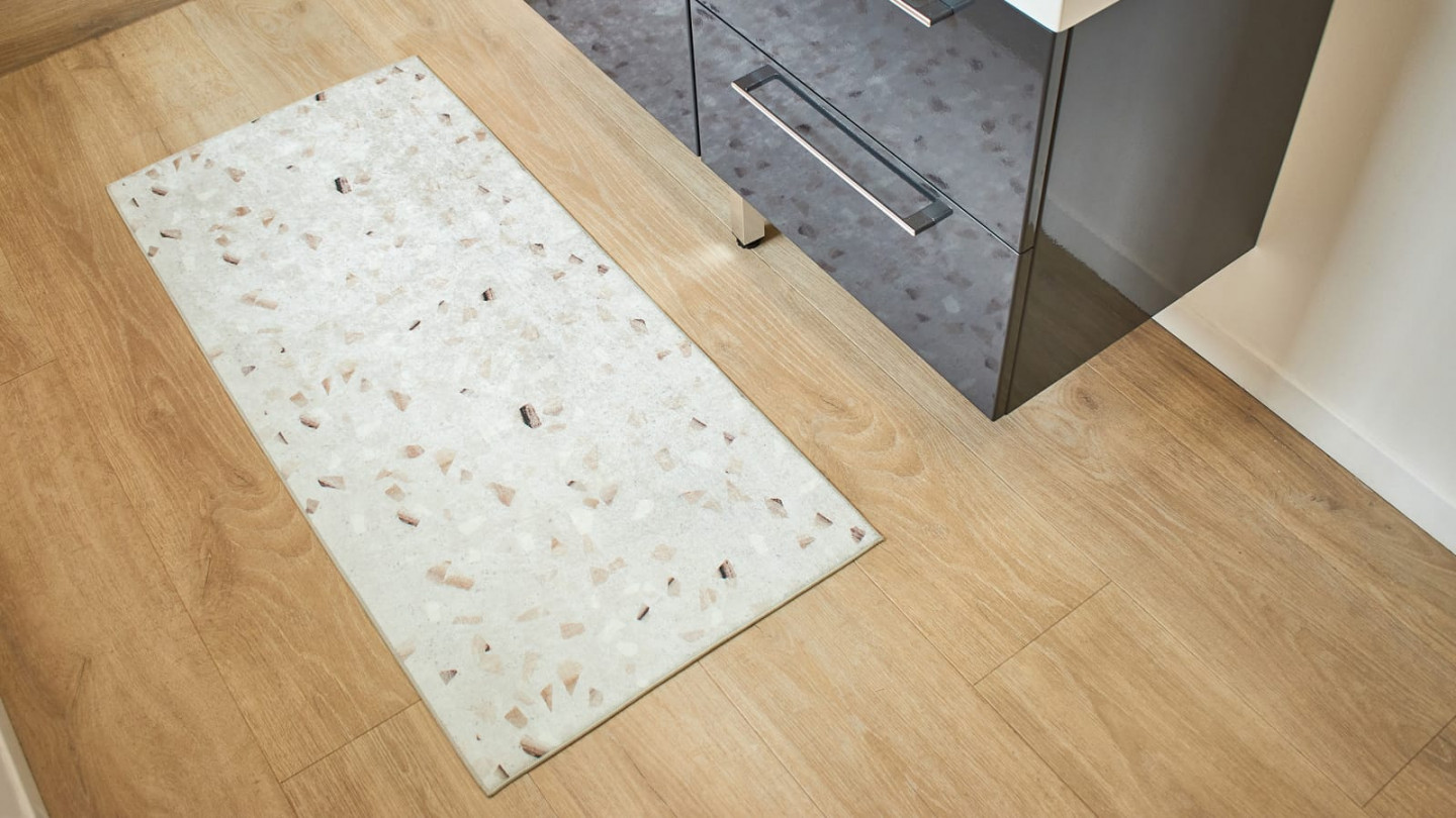 Tapis de cuisine terrazzo Ecru 60x130 - Iva