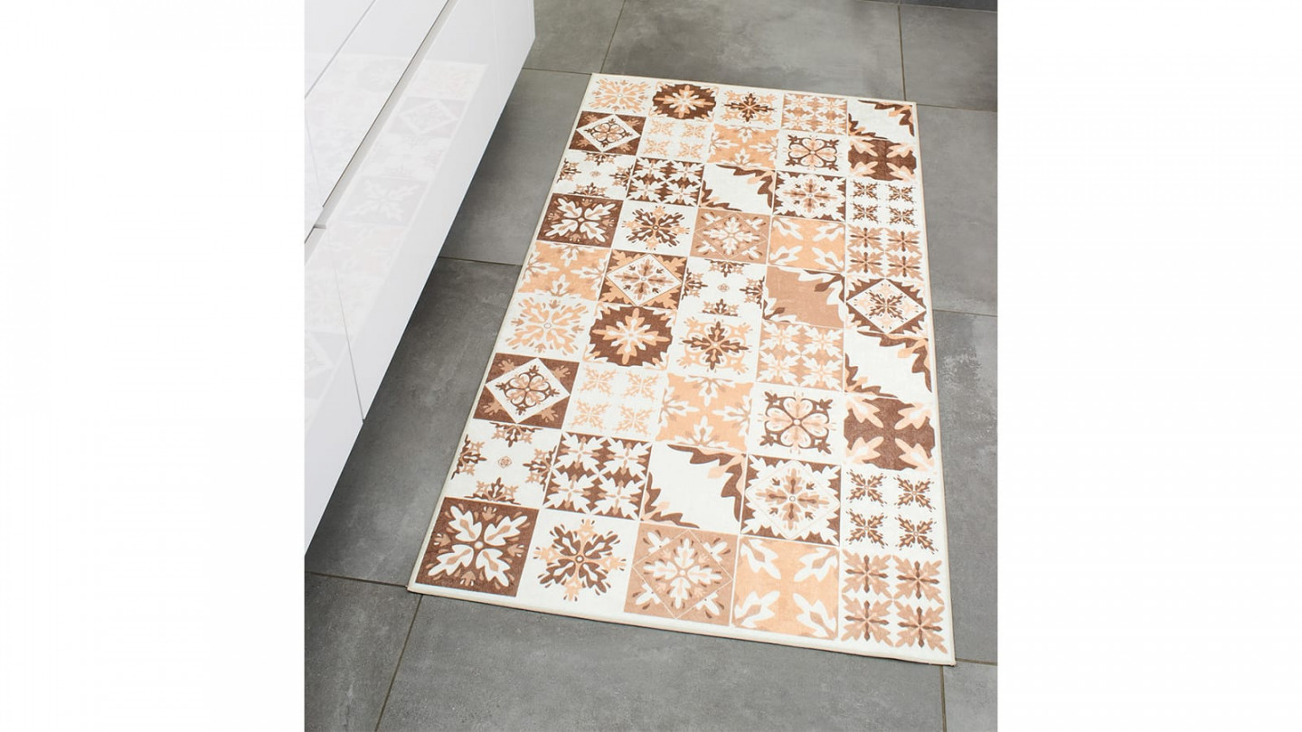 Tapis de cuisine carreaux de ciment Orange 80x150 - Mérida