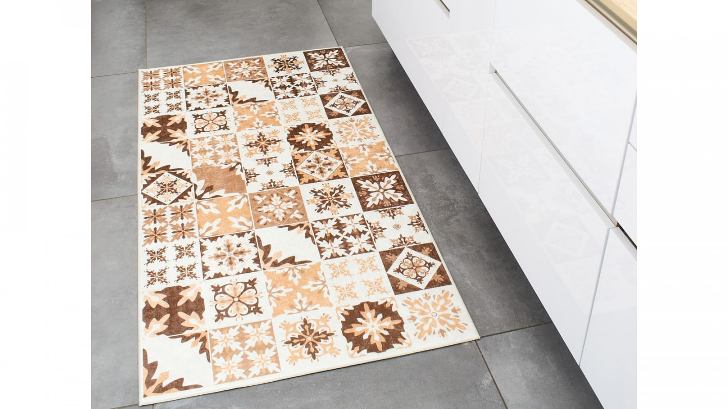 Tapis de cuisine carreaux de ciment Orange 80x150 - Mérida