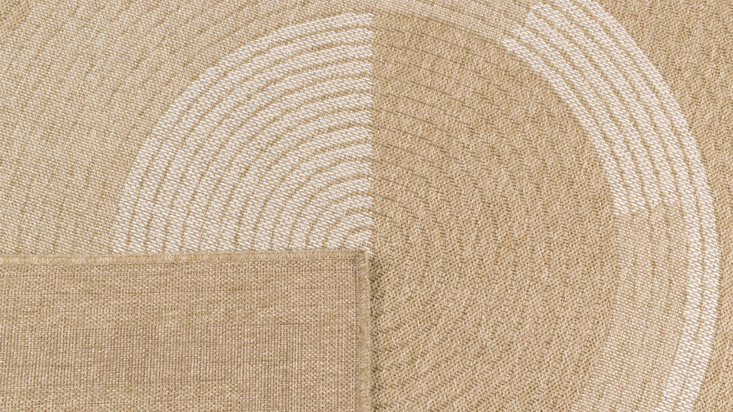 Tapis aspect Jute naturel avec motif blanc 160x230 - Noa