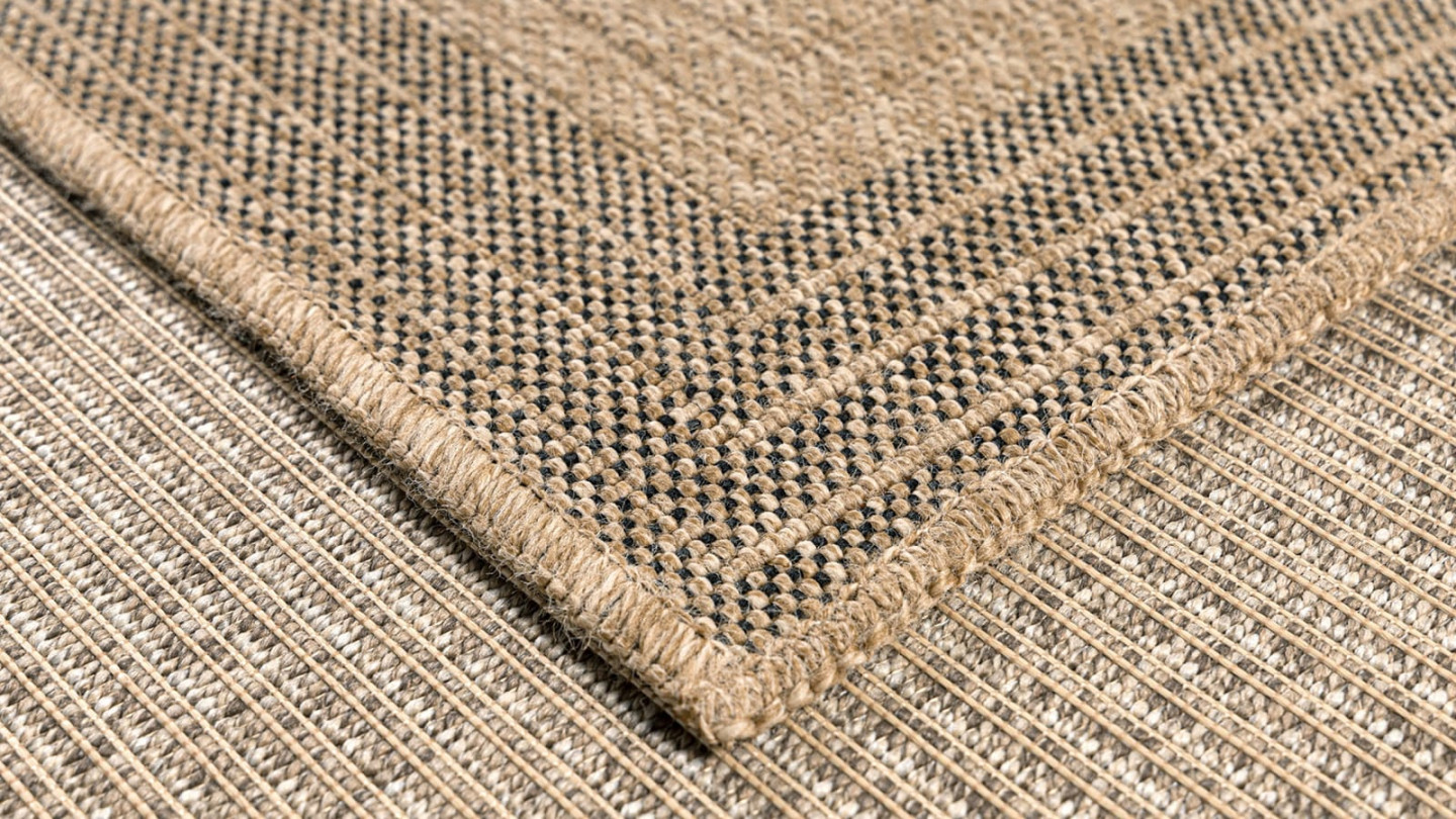 Tapis aspect Jute naturel avec motifs noir 160x230 - Noa