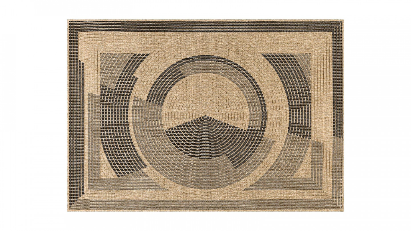 Tapis aspect Jute naturel avec motifs noir 200x290 - Noa